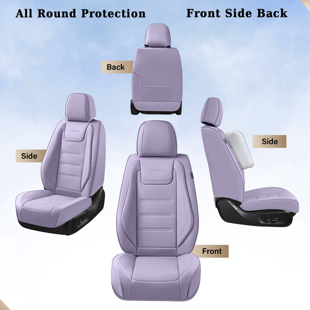 Coverado 5 Seats Car Seat Covers Full Set Premium Leather Seat Protector Universal Fit