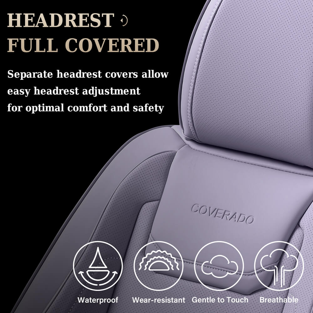 Coverado 5 Seats Car Seat Covers Full Set Premium Leather Seat Protector Universal Fit