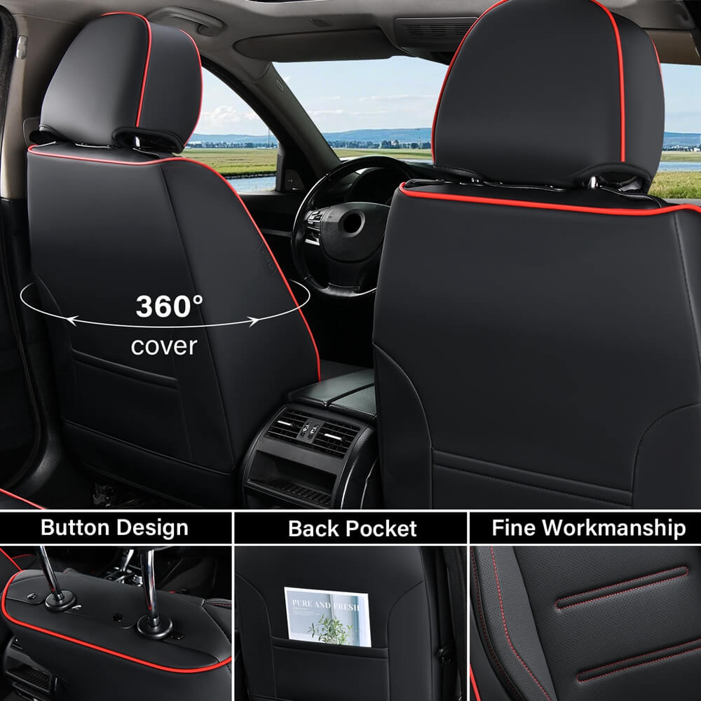 Coverado 5 Seats Car Seat Covers Full Set Premium Leather Seat Protector Universal Fit