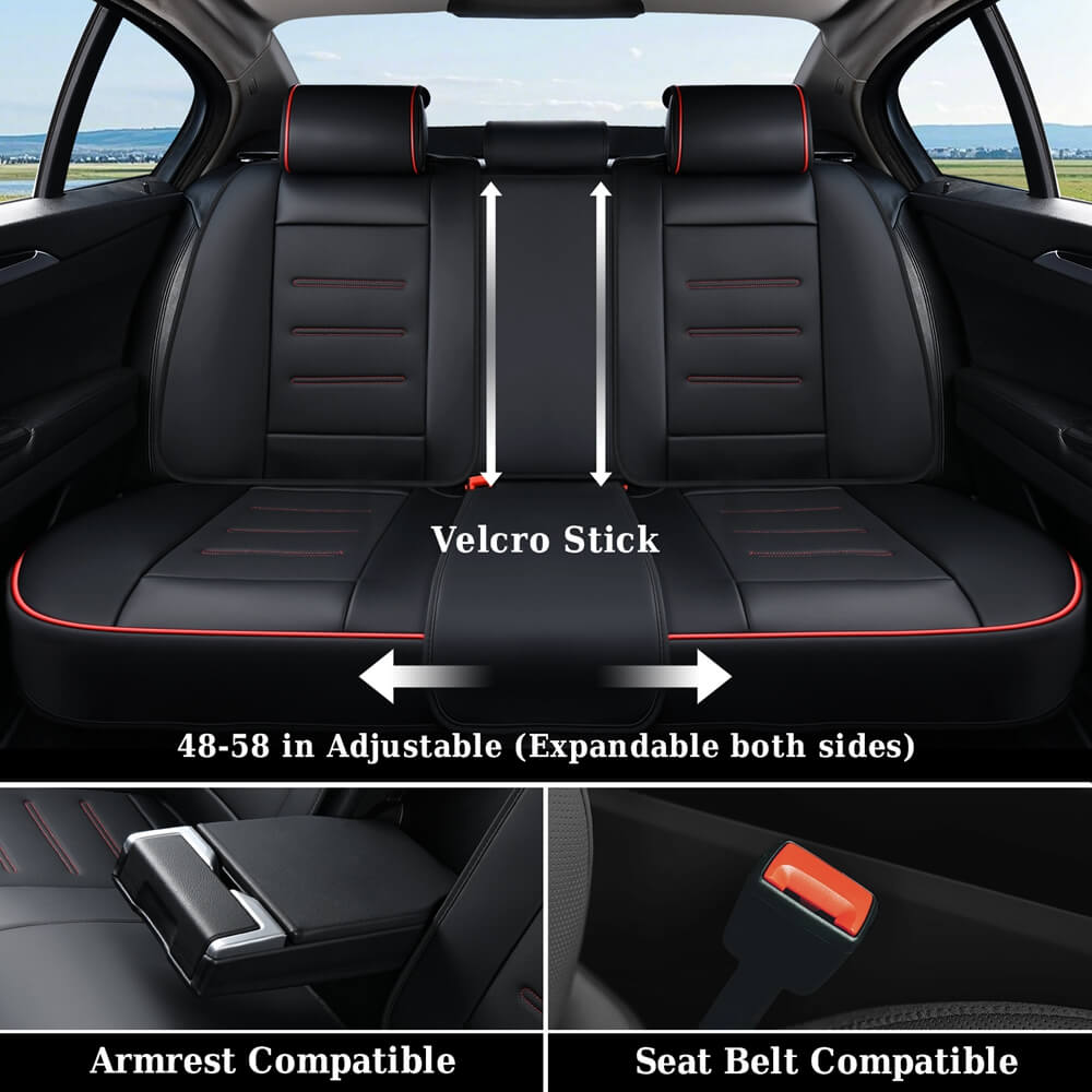 Coverado 5 Seats Car Seat Covers Full Set Premium Leather Seat Protector Universal Fit