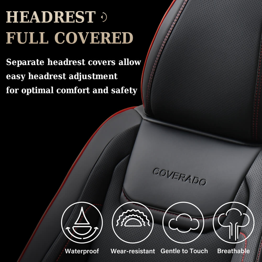 Coverado 5 Seats Car Seat Covers Full Set Premium Leather Seat Protector Universal Fit