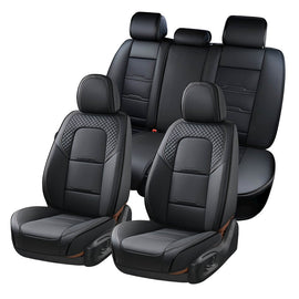 Coverado Car Front and Back Seat Covers Faux Leather Stylish Breathable Auto Seat Protectors Universal Fit