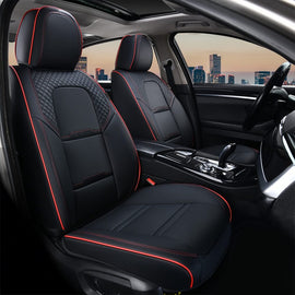 Coverado Front Passenger Driver Seat Covers 2 Seats Faux Leather Stylish Breathable Auto Seat Covers Universal Fit