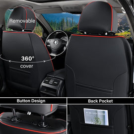 Coverado Front Passenger Driver Seat Covers 2 Seats Faux Leather Stylish Breathable Auto Seat Covers Universal Fit