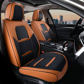 Coverado 5 Seats Full Set Front Rear Seat Covers Faux Leather Stylish Breathable Auto Seat Protectors Universal Fit