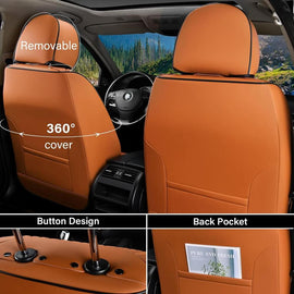 Coverado Front Passenger Driver Seat Covers 2 Seats Faux Leather Stylish Breathable Auto Seat Covers Universal Fit