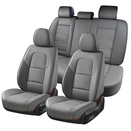 Coverado 5 Seats Full Set Front Rear Seat Covers Faux Leather Stylish Breathable Auto Seat Protectors Universal Fit