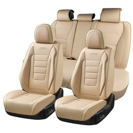 Coverado Front and Back Car Seat Covers Premium Leather Auto Seat Protectors Universal Fit Cars, SUV, Truck