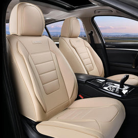 Coverado Front and Back Car Seat Covers Premium Leather Auto Seat Protectors Universal Fit Cars, SUV, Truck