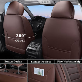 Coverado Front Car Seat Covers 2 Seats Premium Leather Auto Seat Protectors Universal Fit