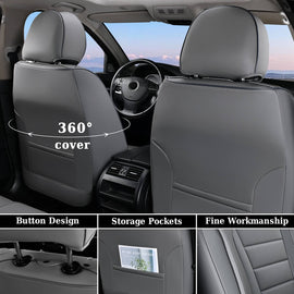 Coverado Front Car Seat Covers 2 Seats Premium Leather Auto Seat Protectors Universal Fit