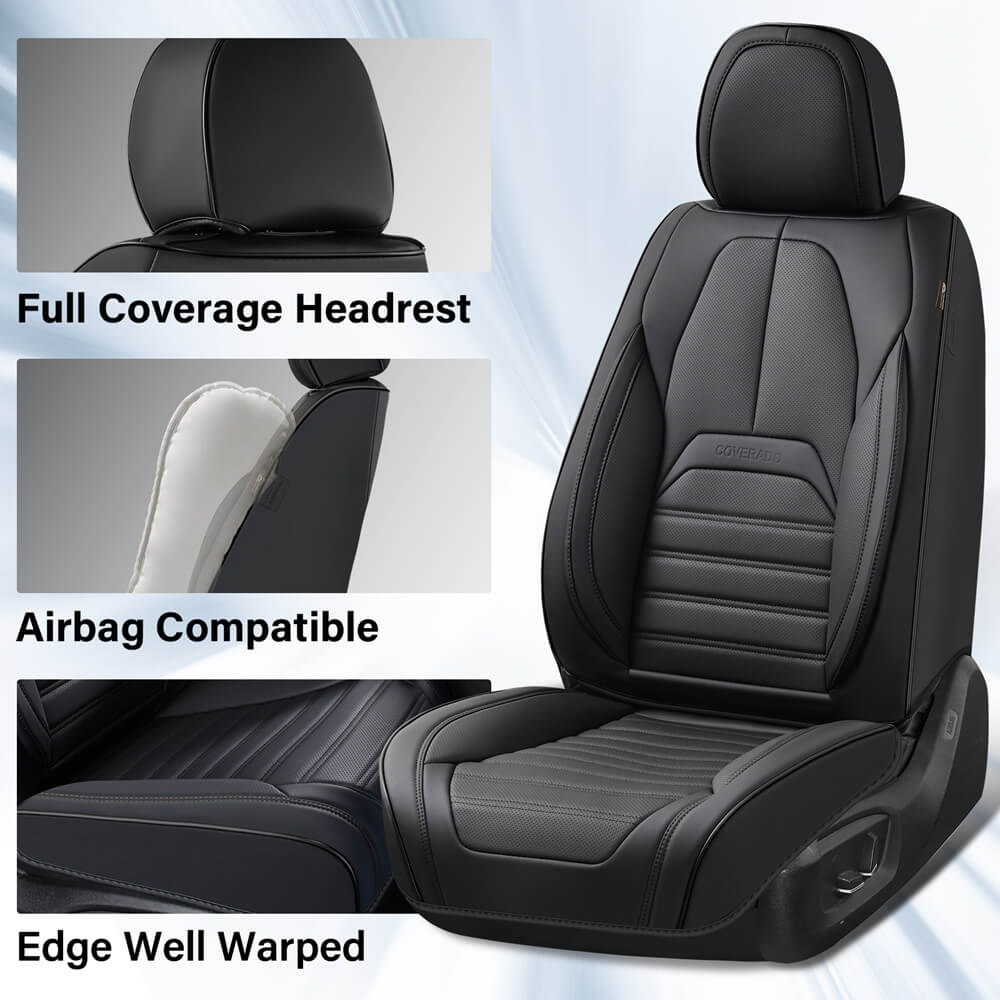 Coverado 5 Full Set Car Seat Covers Set for Front and Back Seats Auto Interior Universal Fit