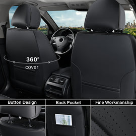 Coverado Front Car Seat Covers 2-Seat Quality Leather Auto Seat Protectors Universal Fit