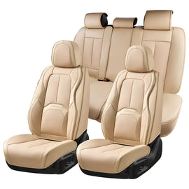 5 Seats Coverado Auto Seat Covers with Lumbar Support Premium Leather Seat Covers Full Set Protector for Cars Universal Fit