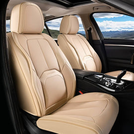 Coverado 2-Seat Front Driver Passenger Auto Seat Covers with Lumbar Support Premium Leather Seat Covers Protector for Cars Universal Fit