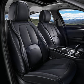 Coverado Auto Seat Covers with Lumbar Support Premium Leather Seat Covers Protector for Cars Universal Fit
