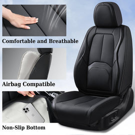 Coverado 2-Seat Front Driver Passenger Auto Seat Covers with Lumbar Support Premium Leather Seat Covers Protector for Cars Universal Fit