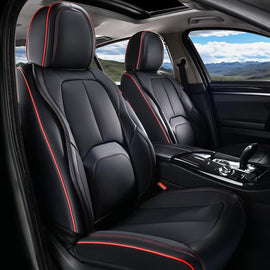 Coverado 2-Seat Front Driver Passenger Auto Seat Covers with Lumbar Support Premium Leather Seat Covers Protector for Cars Universal Fit