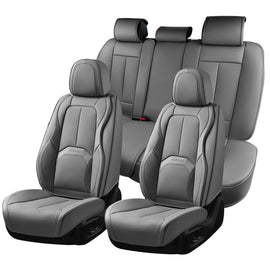5 Seats Coverado Auto Seat Covers with Lumbar Support Premium Leather Seat Covers Full Set Protector for Cars Universal Fit