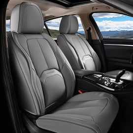 5 Seats Coverado Auto Seat Covers with Lumbar Support Premium Leather Seat Covers Full Set Protector for Cars Universal Fit