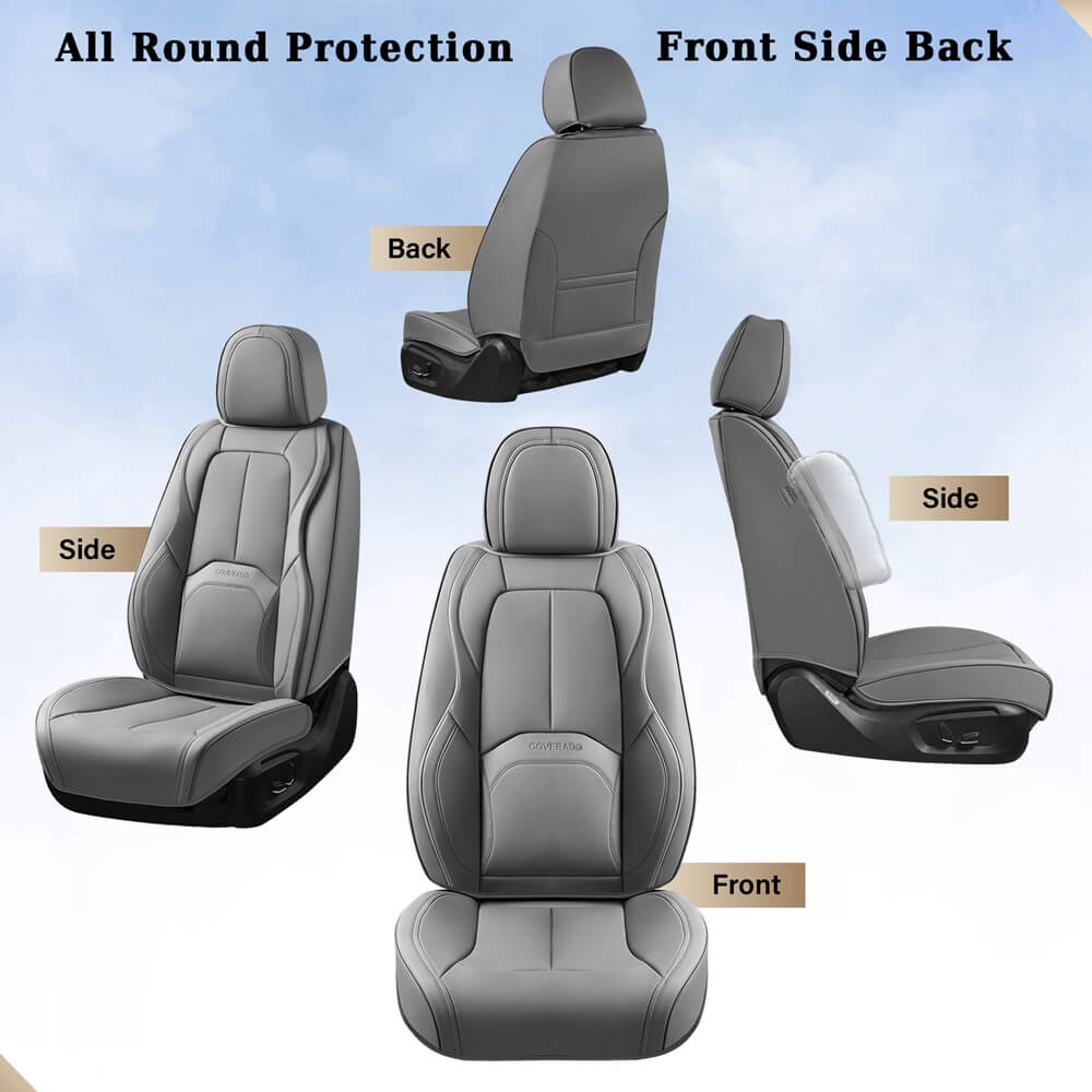 2-Seat Coverado Front Driver Passenger Auto Seat Covers with Lumbar Support Premium Leather Seat Covers Protector for Cars Universal Fit