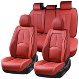 Coverado 5 Seats Full Set Auto Seat Covers with Lumbar Support Premium Leather Seat Covers Protector for Cars Universal Fit
