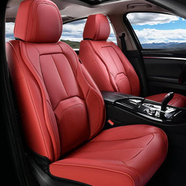 5 Seats Coverado Auto Seat Covers with Lumbar Support Premium Leather Seat Covers Full Set Protector for Cars Universal Fit