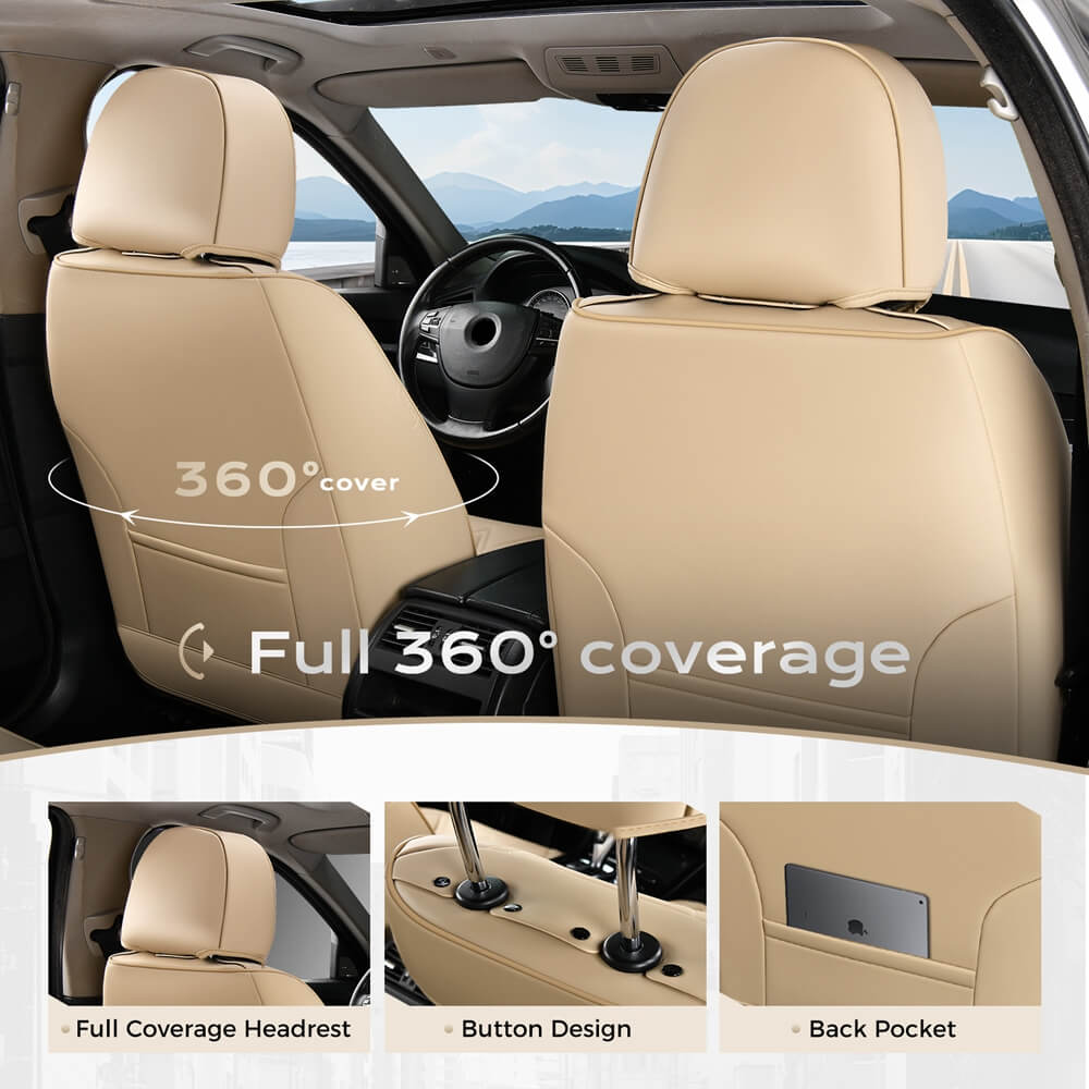 Coverado 2 Seat Front Driver Passenger Car Seat Covers Diamond Pattern Leather Water Resistant Auto Seat Covers Universal Fit