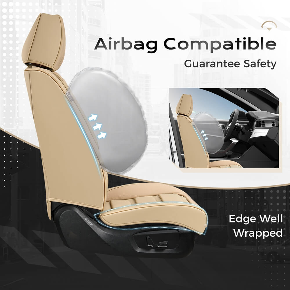 Coverado 2 Seat Front Driver Passenger Car Seat Covers Diamond Pattern Leather Water Resistant Auto Seat Covers Universal Fit