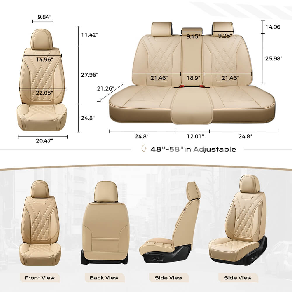 Coverado 2 Seat Front Driver Passenger Car Seat Covers Diamond Pattern Leather Water Resistant Auto Seat Covers Universal Fit