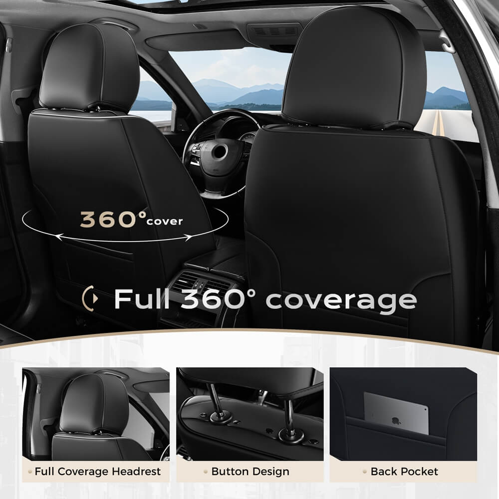 Coverado 2 Seat Front Driver Passenger Car Seat Covers Diamond Pattern Leather Water Resistant Auto Seat Covers Universal Fit