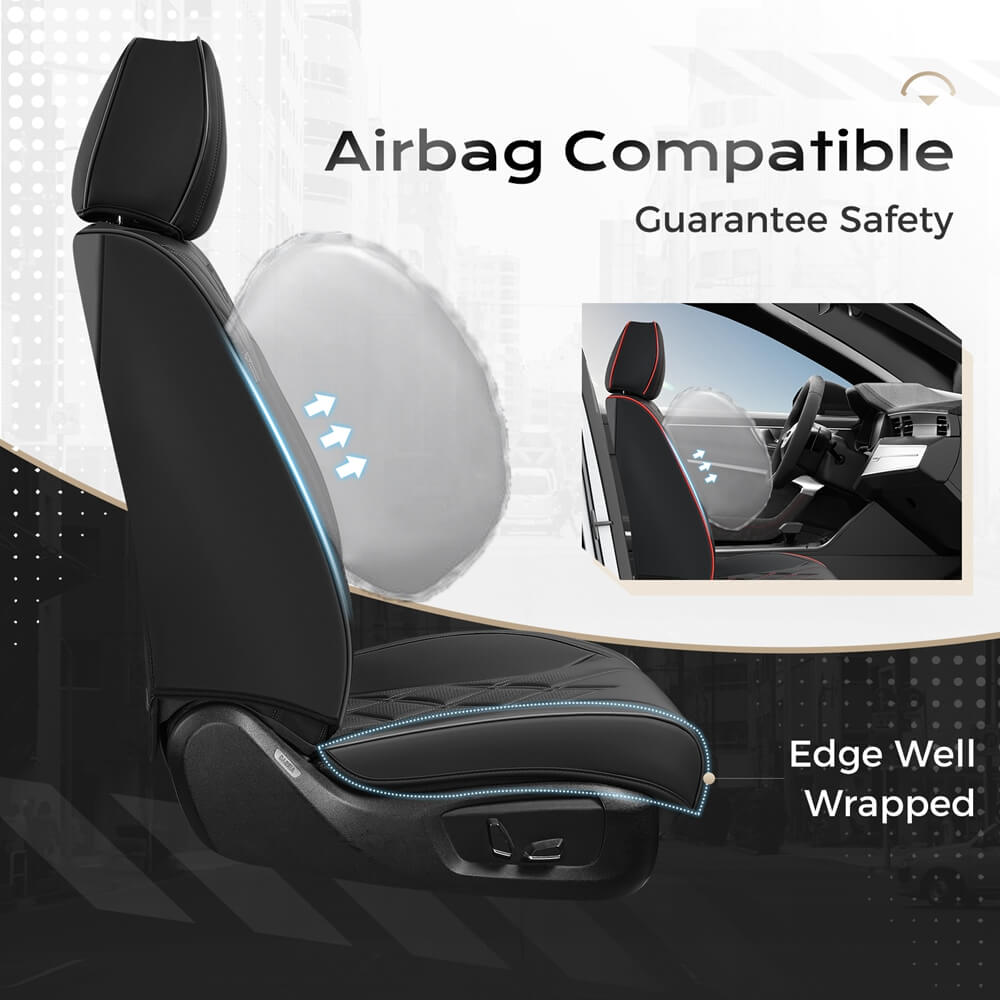 Coverado 2 Seat Front Driver Passenger Car Seat Covers Diamond Pattern Leather Water Resistant Auto Seat Covers Universal Fit