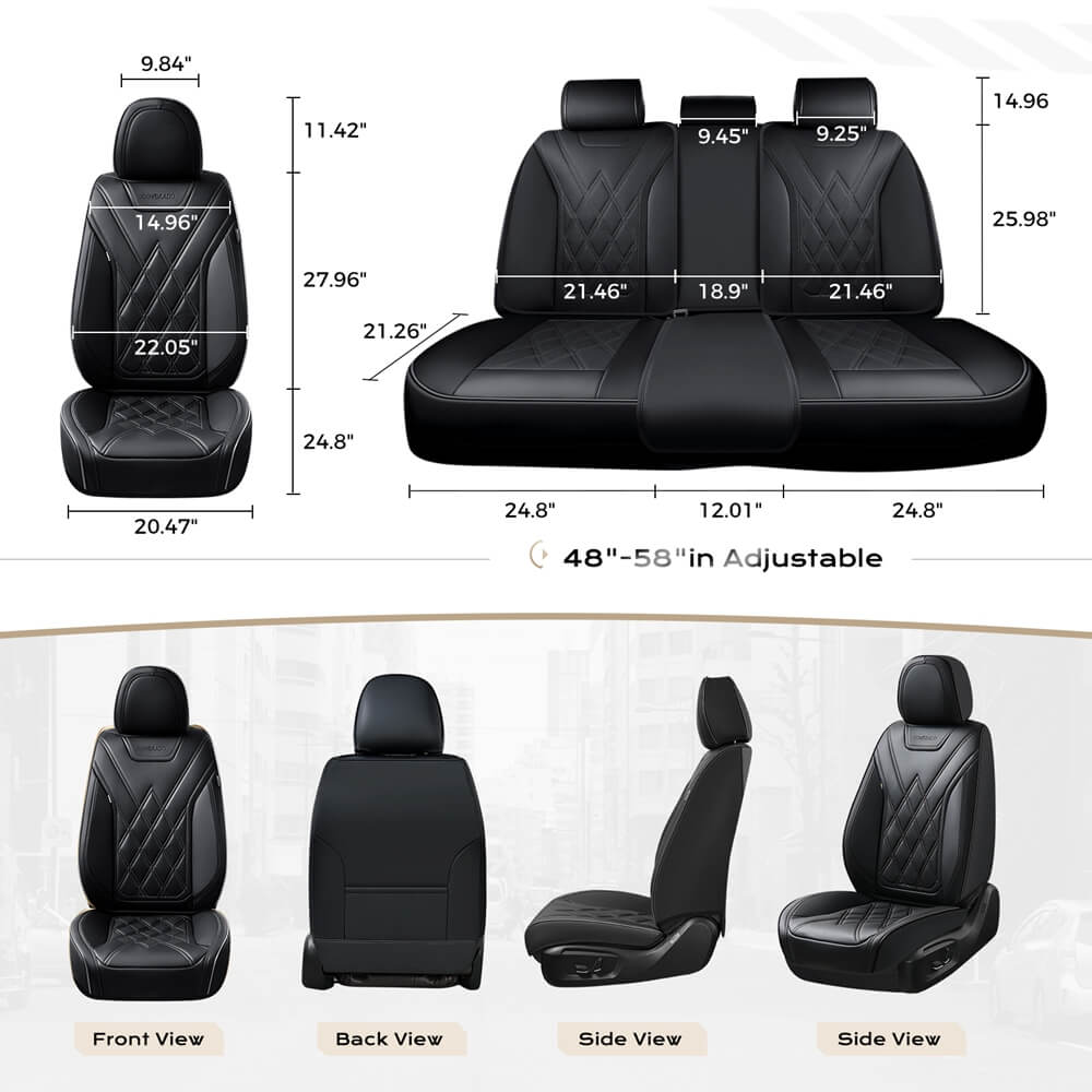 Coverado 2 Seat Front Driver Passenger Car Seat Covers Diamond Pattern Leather Water Resistant Auto Seat Covers Universal Fit