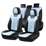 Coverado 5 Seat Full Set Car Seat Covers Leather Diamond Pattern  Front Rear Seats Water Resistant Auto Seat Covers Universal Fit