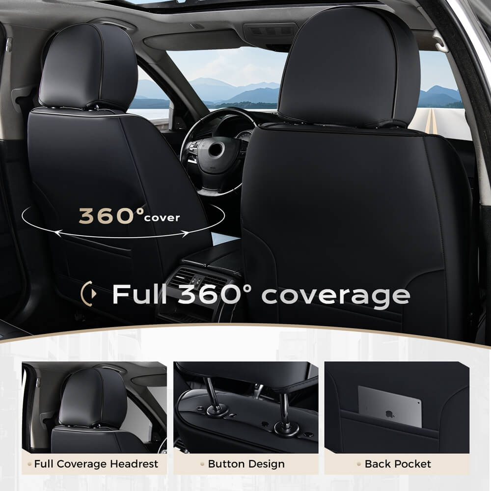 Coverado 2 Seat Front Driver Passenger Car Seat Covers Diamond Pattern Leather Water Resistant Auto Seat Covers Universal Fit