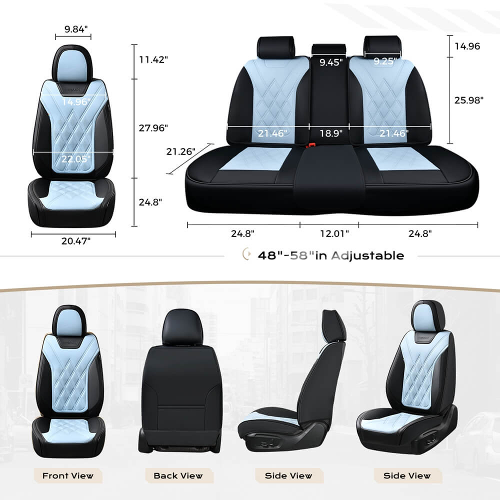 Coverado 2 Seat Front Driver Passenger Car Seat Covers Diamond Pattern Leather Water Resistant Auto Seat Covers Universal Fit
