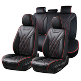 Coverado 5 Seat Full Set Car Seat Covers Leather Diamond Pattern  Front Rear Seats Water Resistant Auto Seat Covers Universal Fit
