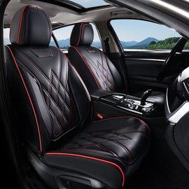 Universal Fit Seat Covers Front and Rear Seats Diamond Pattern Leather Water