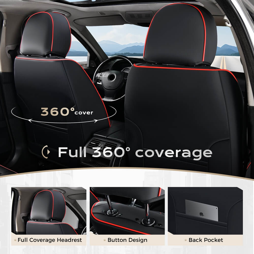 Coverado 2 Seat Front Driver Passenger Car Seat Covers Diamond Pattern Leather Water Resistant Auto Seat Covers Universal Fit