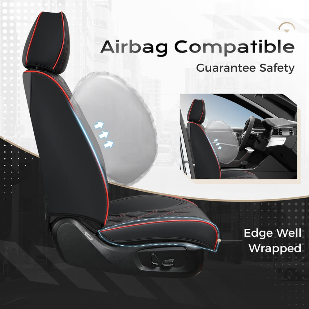 Coverado 2 Seat Front Driver Passenger Car Seat Covers Diamond Pattern Leather Water Resistant Auto Seat Covers Universal Fit
