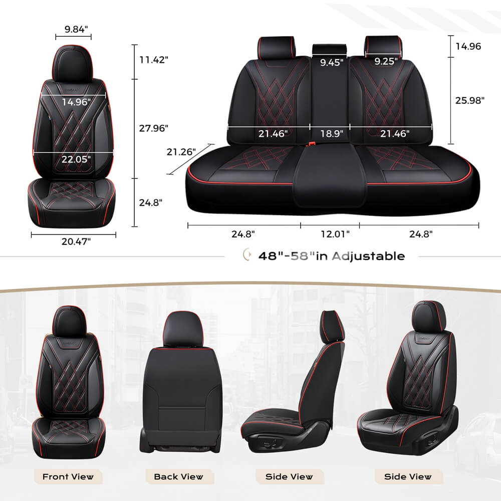 Coverado 2 Seat Front Driver Passenger Car Seat Covers Diamond Pattern Leather Water Resistant Auto Seat Covers Universal Fit