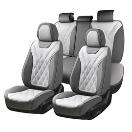 Coverado 5 Seat Full Set Car Seat Covers Leather Diamond Pattern  Front Rear Seats Water Resistant Auto Seat Covers Universal Fit