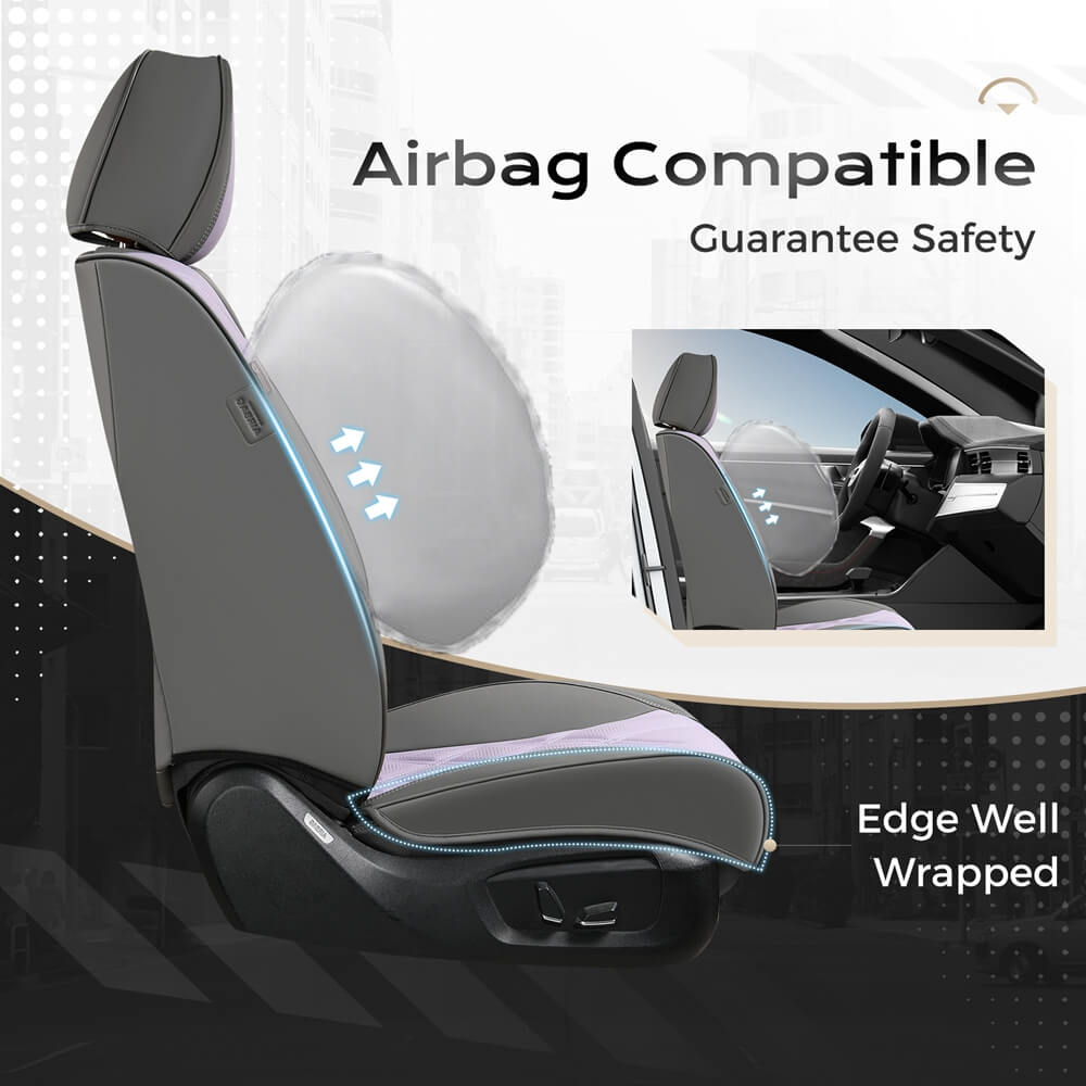 Coverado 2 Seat Front Driver Passenger Car Seat Covers Diamond Pattern Leather Water Resistant Auto Seat Covers Universal Fit