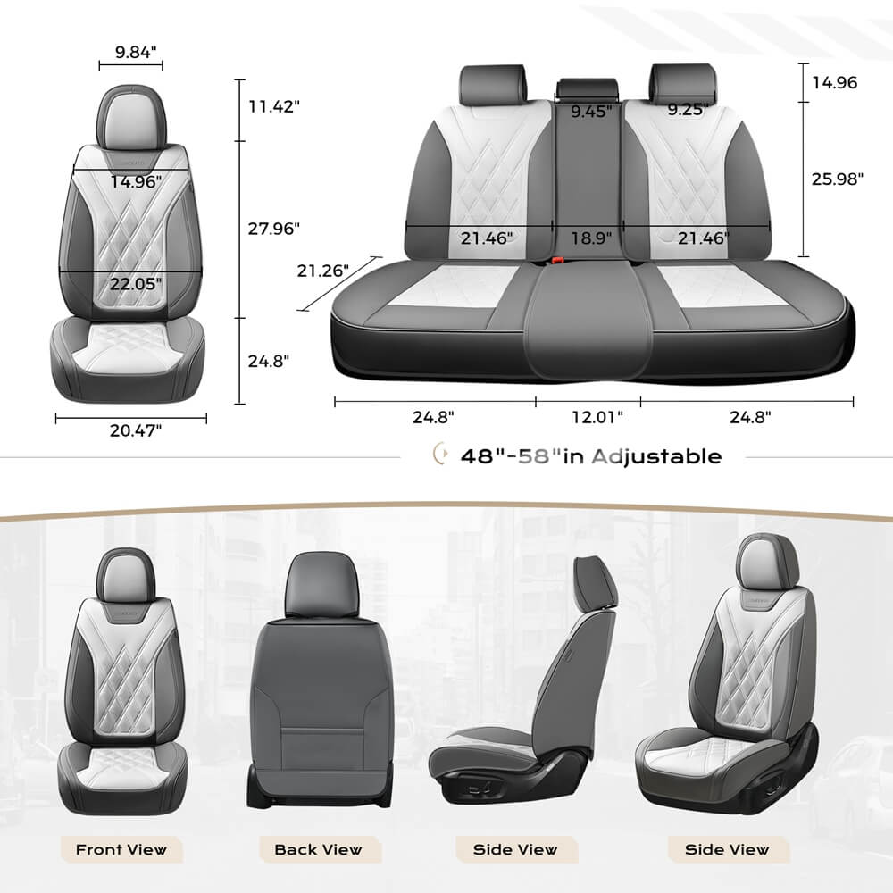 Coverado 2 Seat Front Driver Passenger Car Seat Covers Diamond Pattern Leather Water Resistant Auto Seat Covers Universal Fit