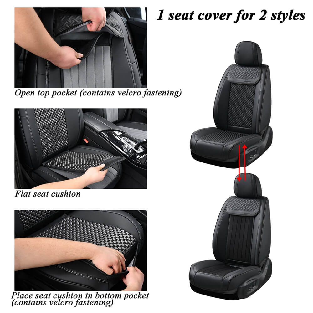 Coverado Car Seat Covers Stylish 2 in One Front and Back Seat Protectors Universal Fit