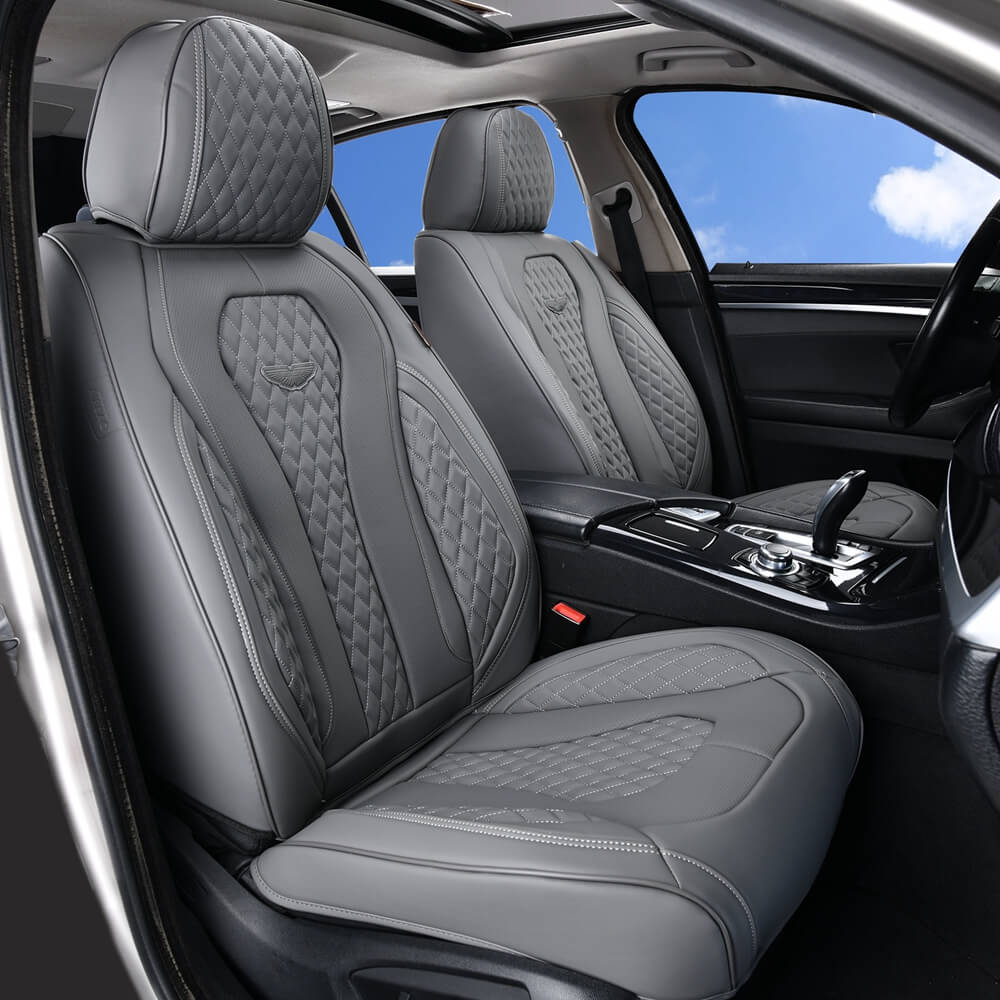 Coverado 5 Seats Waterproof Full Set Car Seat Covers Premium Leather Seat Cushion Universal Fit