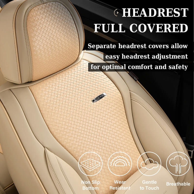 Coverado Full Set 5 Seats Car Seat Covers Front and Rear with Lumbar Support Leather Comfortable Auto Seat Protectors Universal Fit