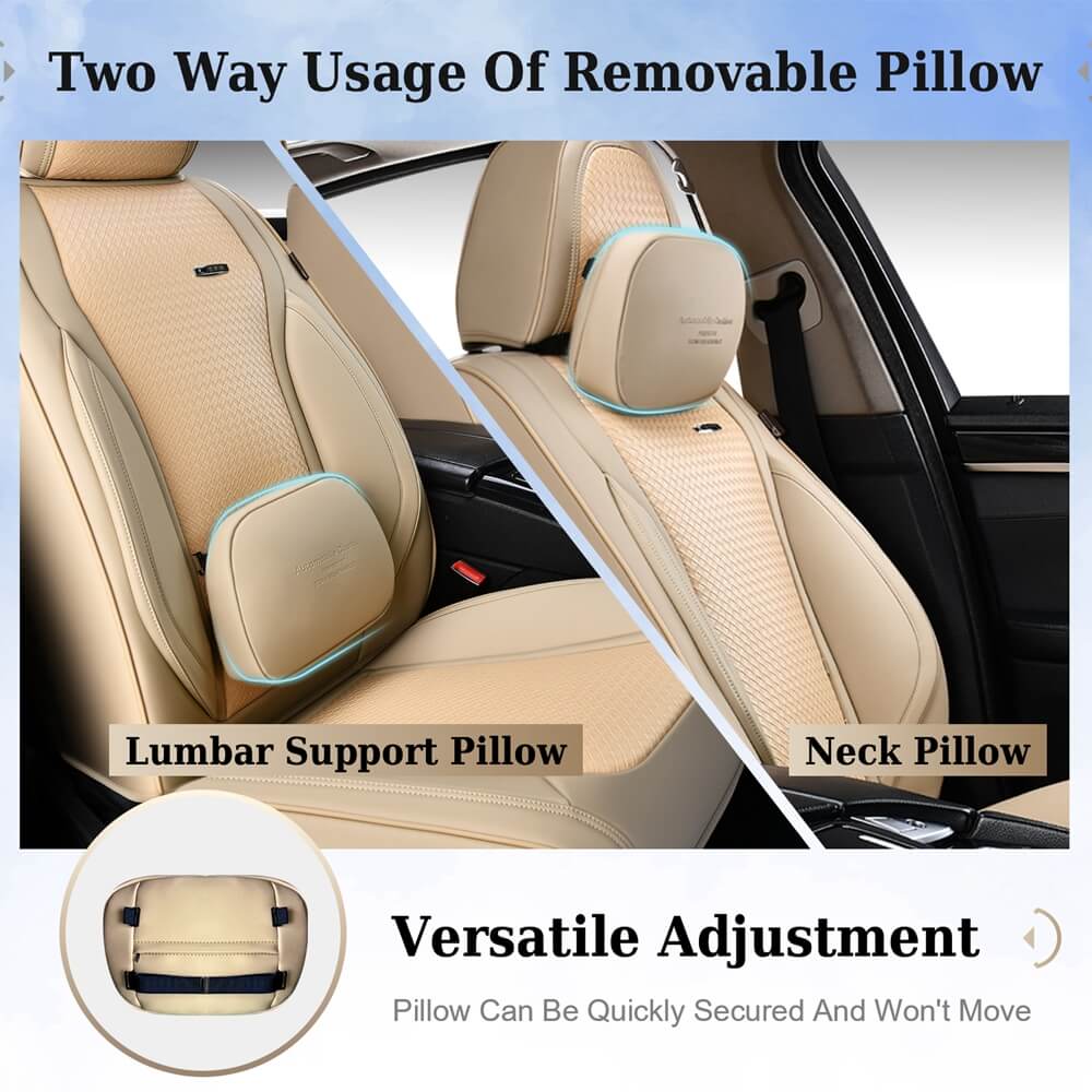 Coverado Full Set 5 Seats Car Seat Covers Front and Rear with Lumbar Support Leather Comfortable Auto Seat Protectors Universal Fit