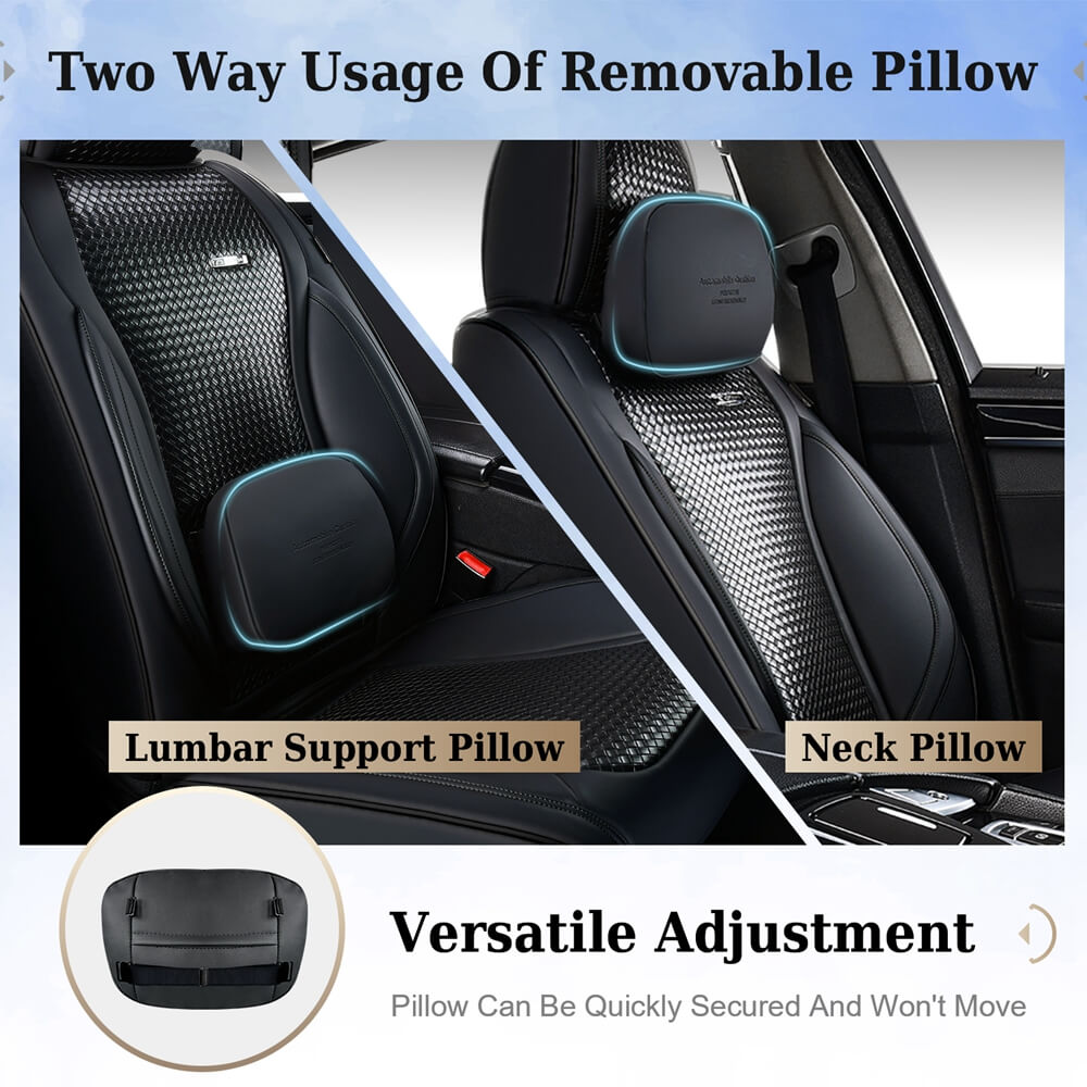 Coverado Full Set 5 Seats Car Seat Covers Front and Rear with Lumbar Support Leather Comfortable Auto Seat Protectors Universal Fit