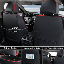 Coverado Front 2 Seats Car Seat Covers with Lumbar Support Leather Comfortable Auto Seat Cover Protectors Universal Fit